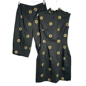 Vtg Alfred Shaheen Hawaii Set Womens S Black Asian Detail Cheongsam Tunic Shorts